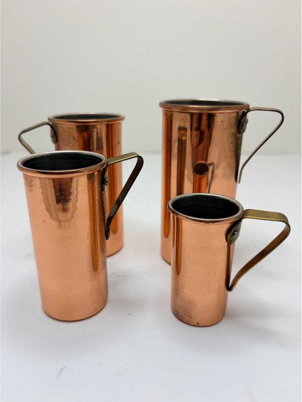 Vintage Copper Measuring Cups Set of 4 | 1 Cup, 3/4 Cup, 1/2 Cup & 1/4 Cup